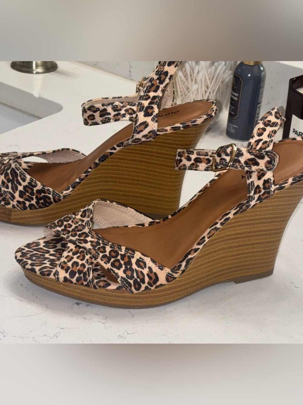 Old Navy Leopard Print Wedge Sandals - Tan/Black | Size: 9M | NWOT * - Picture 14 of 15